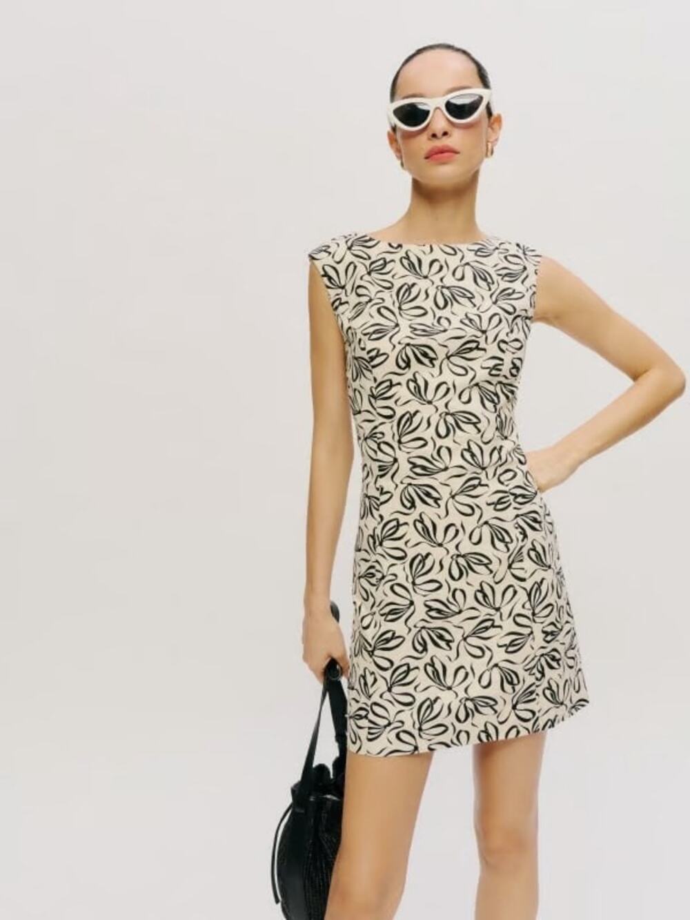 New Reformation Avina Mini Dress White Floral Backless Strap Sleeveless Sz 6